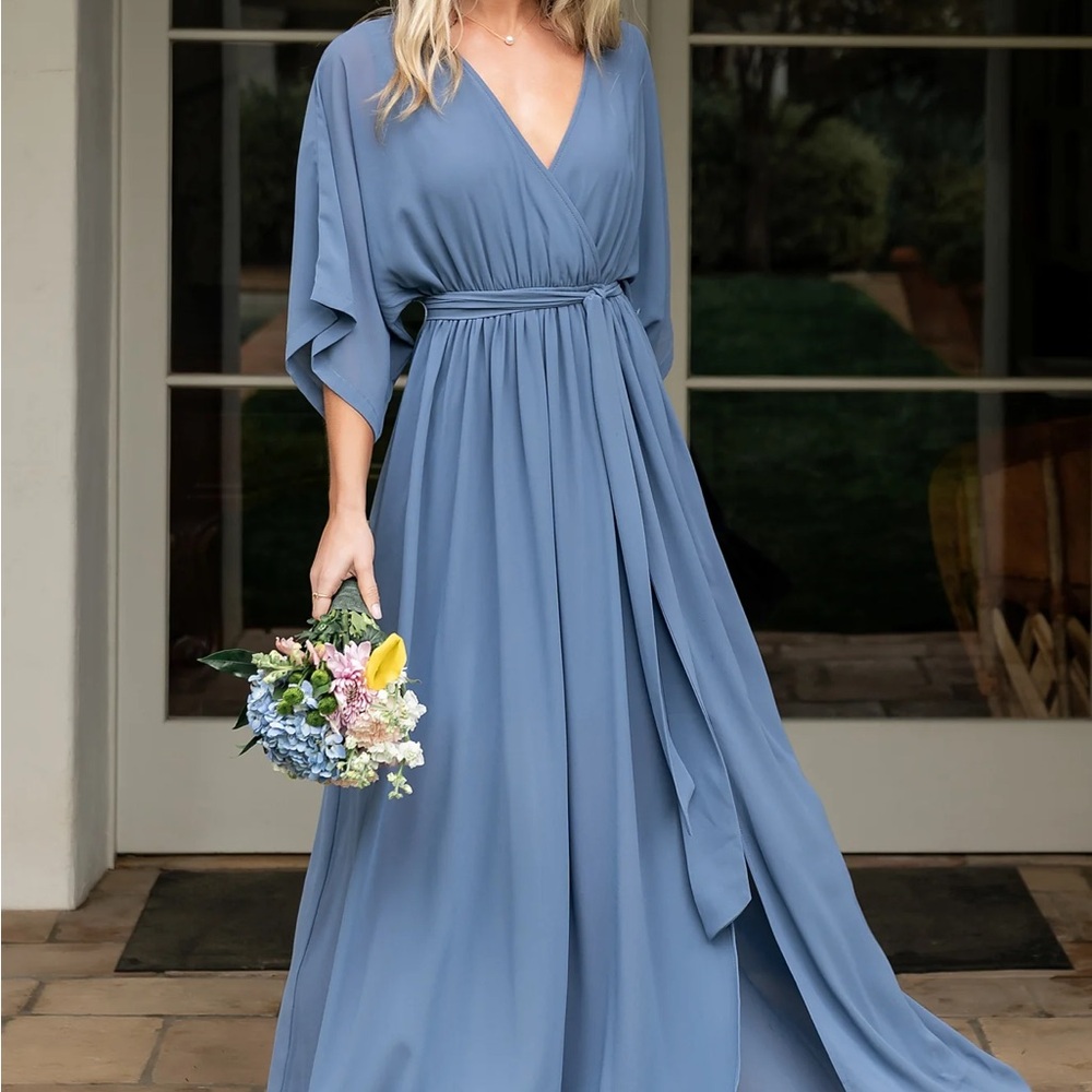 Baltic Born Whisper Blue Wrap Maxi Dress with Tie Waist